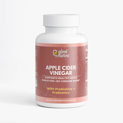 Giminutra's apple cider vinegar supplement bottle on a white background