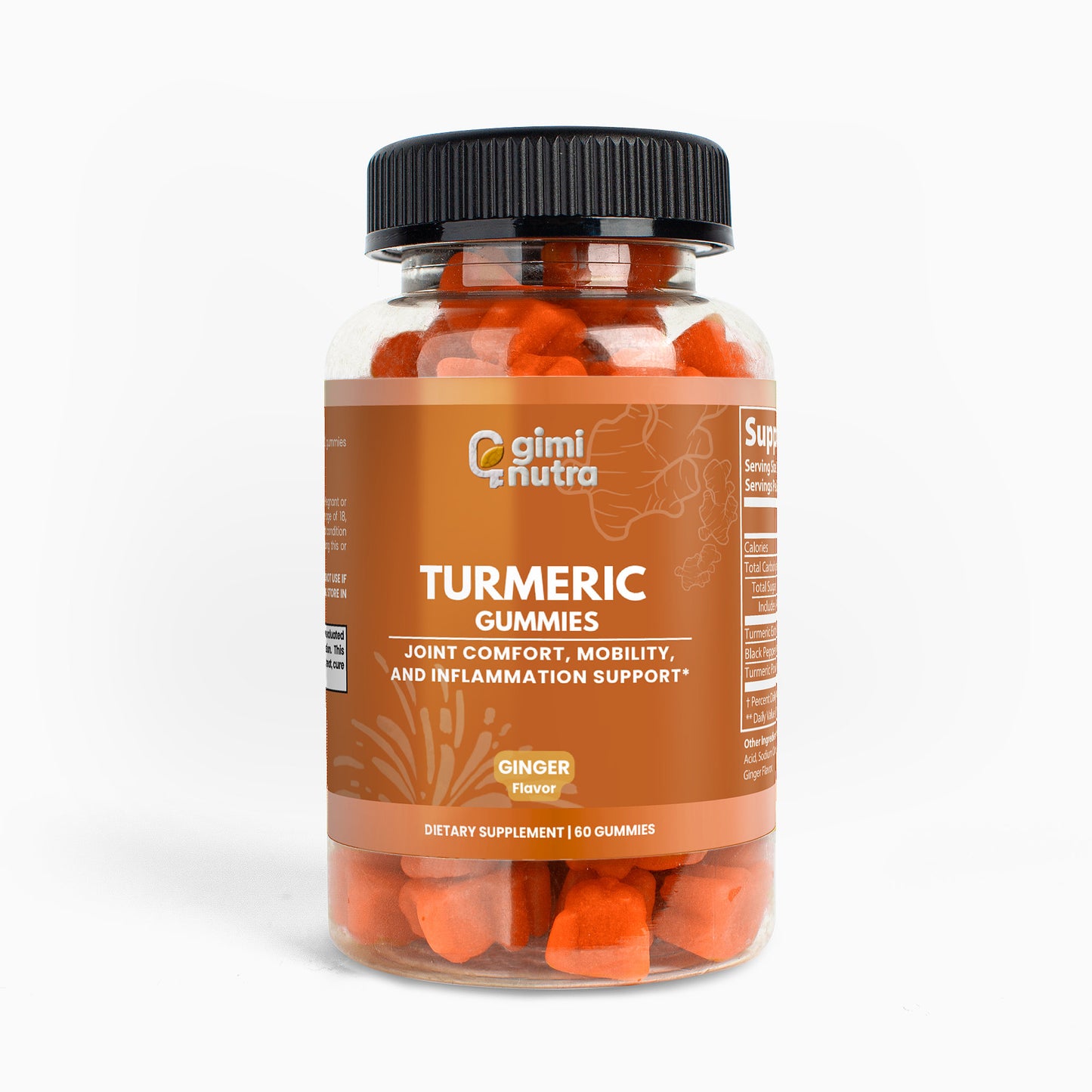Giminutra's Turmeric bottle on a white background